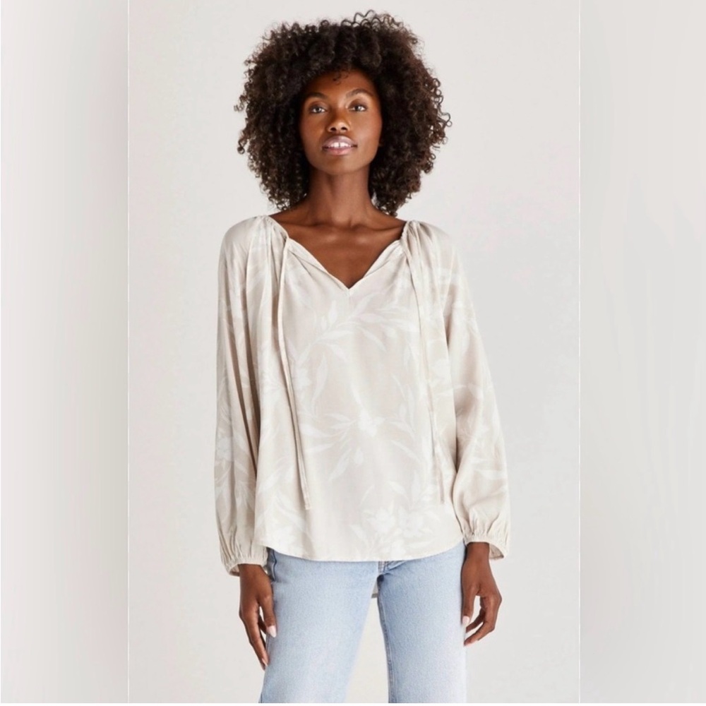 Z Supply Grey White Amelia Top NWT New